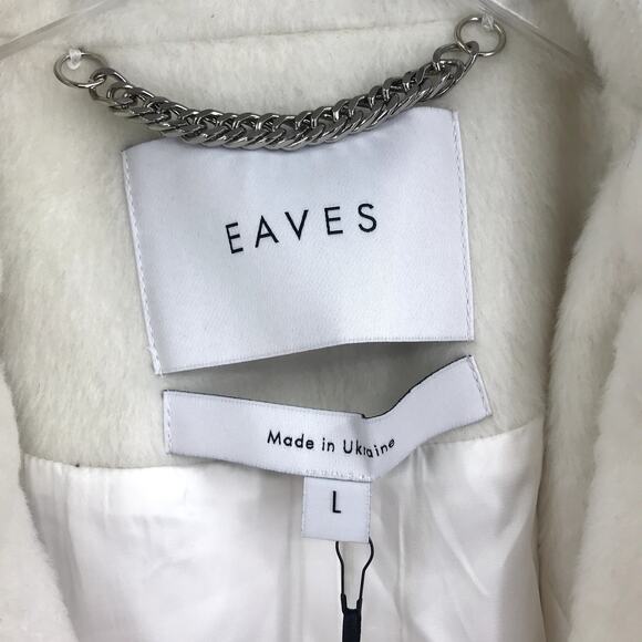 EAVES The Jacintha Faux Fur Coat L Womens Tie Waist Belt Open Front Longline NWD - Picture 4 of 8